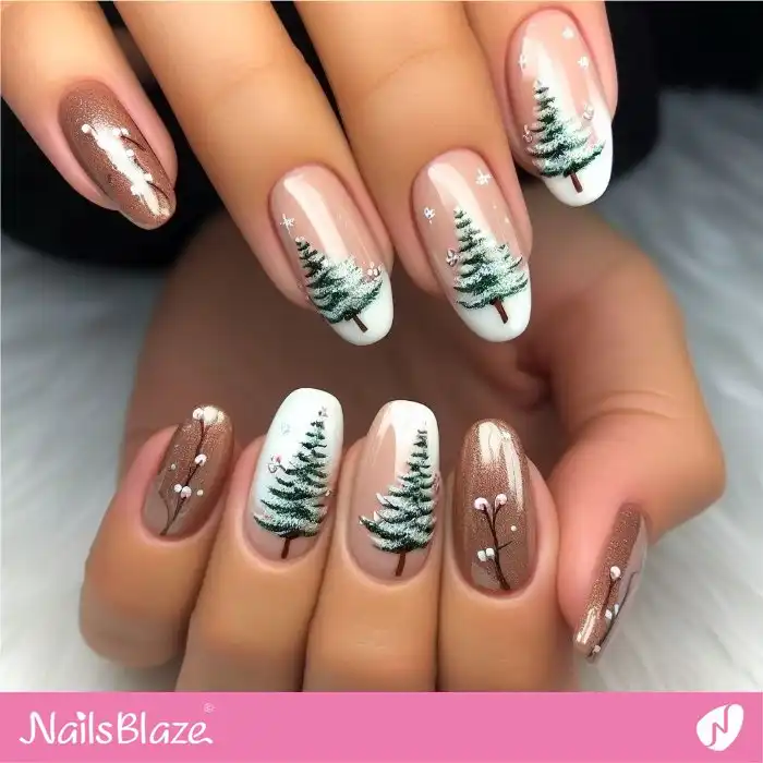 Snowy Christmas Tree Nails | Christmas | Winter - NB1248
